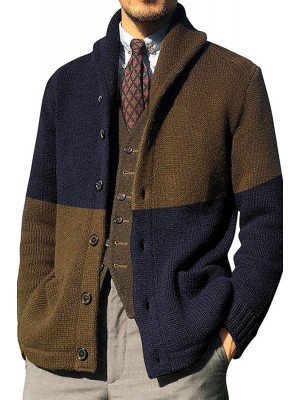 Cardigan Color-blocking Button Long-sleeved Knitted Jacket