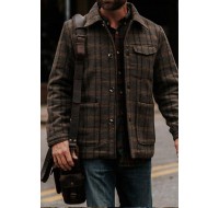 MENS CASUAL VINTAGE CHECK TWEED JACKET