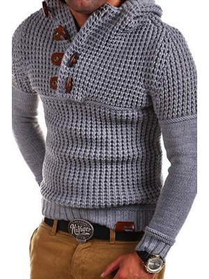 Men's Hooded Sweater Long-sleeved Knit Sweater